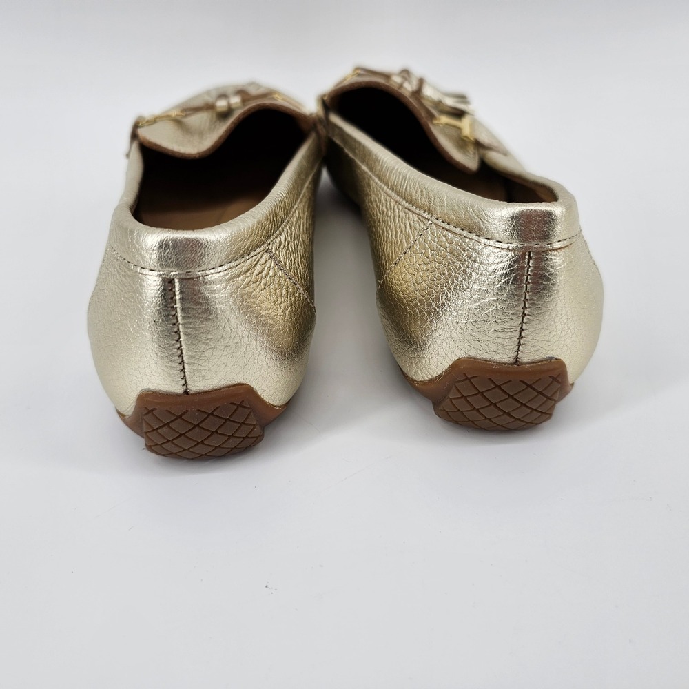 Talbots Driving Loafers Womens 8.5M Gold Metallic Leather Tassel Bit Slip On - Picture 5 of 6